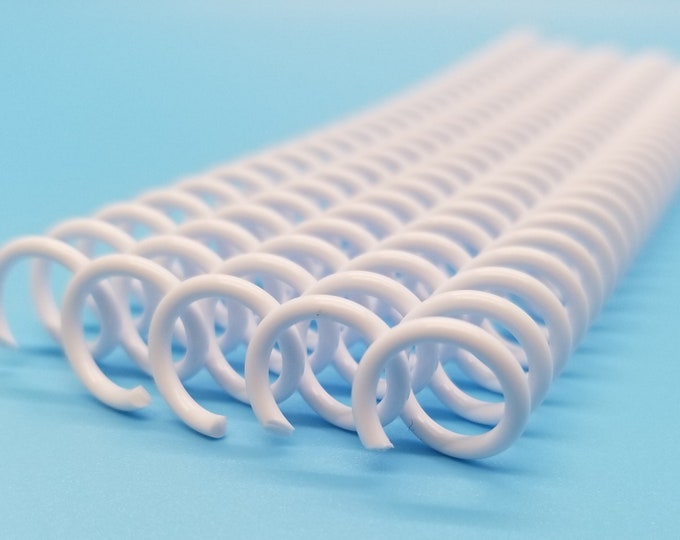 5 pieces of 3/8" x6" #4 White Plastic Spiral Coil, mini notebook coil, binding coil, spiral plastic, mini coil