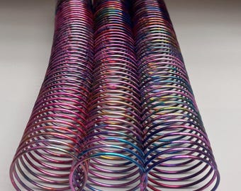 1 Piece of 1+3/4" x12" #4 Burst Rainbow Spiral Aluminum, Replacement Coil, Bookbinding Coil, Coil Binding