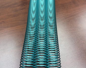 1 Piece of 1+1/4" x12" #4 Teal Solid Spiral Aluminum, Replacement Coil, Bookbinding Coil, Coil Binding