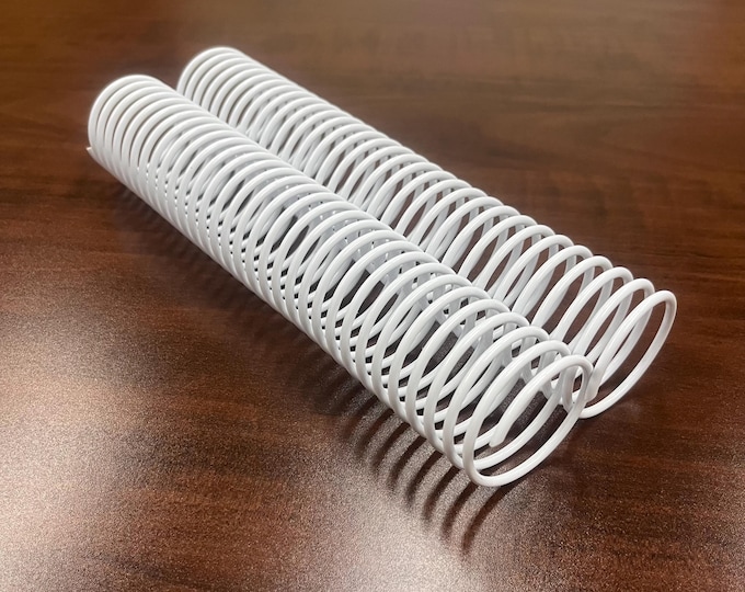 2 Pieces of 1+5/8" x10" #.312 White Spiral Plastic, Replacement Coil, Bookbinding Coil, Coil Binding
