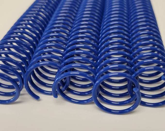 2 pieces of 3/4" x12" #4 Blue Plastic Spiral Coil, notebook coil, replacement coil, bookbinding coil, DIY binding, plastic coil