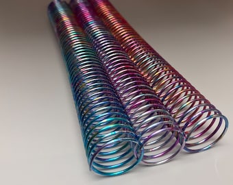 1 Piece of 1+1/4" x12" #4 Burst Rainbow Spiral Aluminum, Burst Coil, Replacement coil, Bookbinding Coil, Coil Binding