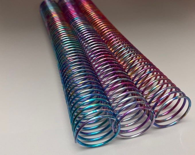 1 Piece of 1+1/4" x12" #4 Burst Rainbow Spiral Aluminum, Burst Coil, Replacement coil, Bookbinding Coil, Coil Binding