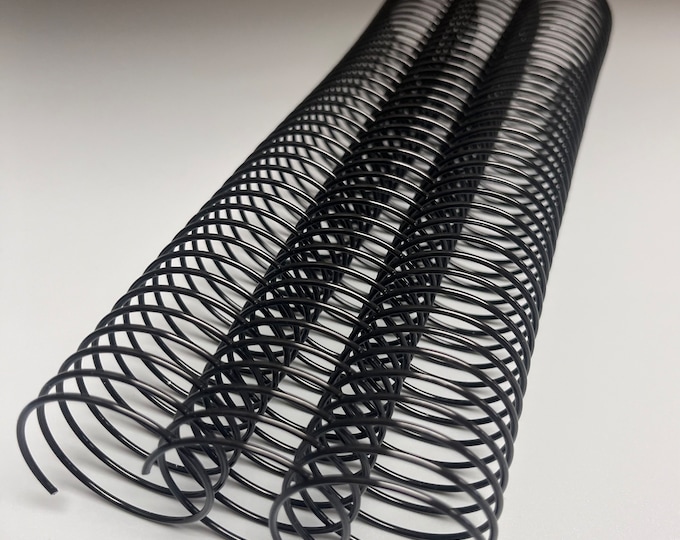 1 piece of 1+1/2" x11" #4 Black Wire Spiral Coil, Replacement Coil, Bookbinding Coil, Coil Binding