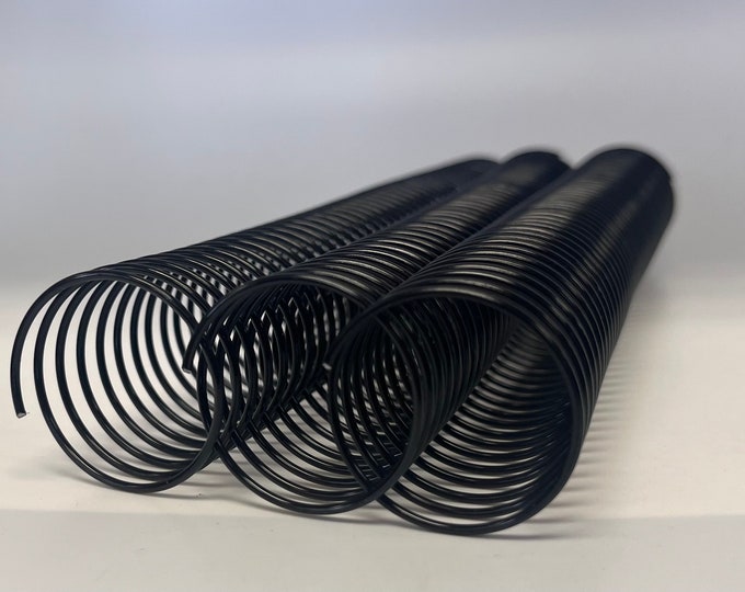 1 piece of 1+3/8" x12" #4 Black Wire Spiral Coil, Replacement coil, Bookbinding coil, Coil binding