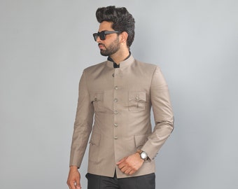 Bespoke Mink Brown Jodhpuri Bandhgala Suit for Men | Elegant Elite Styling | Perfect for Family Weddings Formal Parties Ring Ceremony