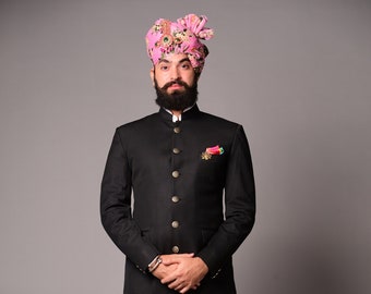 Black Designer Bandhgala Jodhpuri Suit