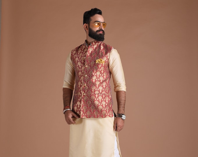 Makhmal Olive Kurta With Birch Blue Pyajama