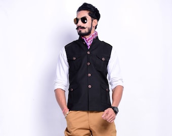 Black Tweed Half Hunting Style Jacket 