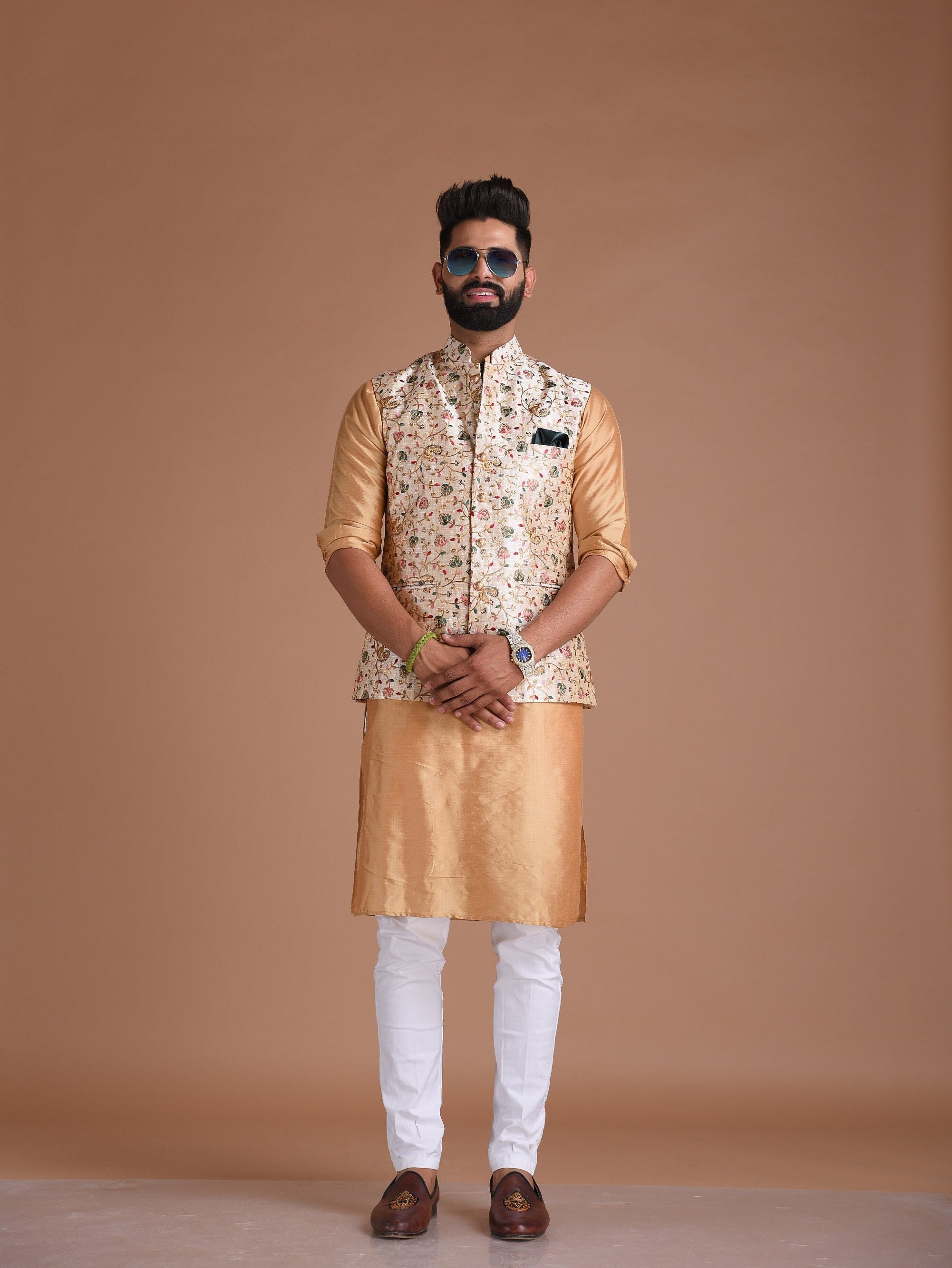 Silk Kurta Pajama With Modi Jacket, Nehru Jacket With Kurta Pajama,wedding  Dress for Men,kurta Pyjama With Jacket,indian Waist Coat,vest - Etsy Norway