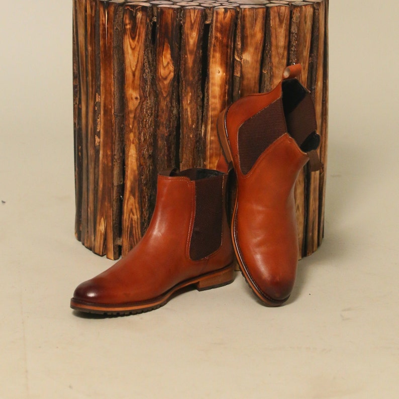 Exclusive Handmade Agra Leather Chelsea Boots for Men Bespoke Sizes Flaunt beneath Jeans image 1