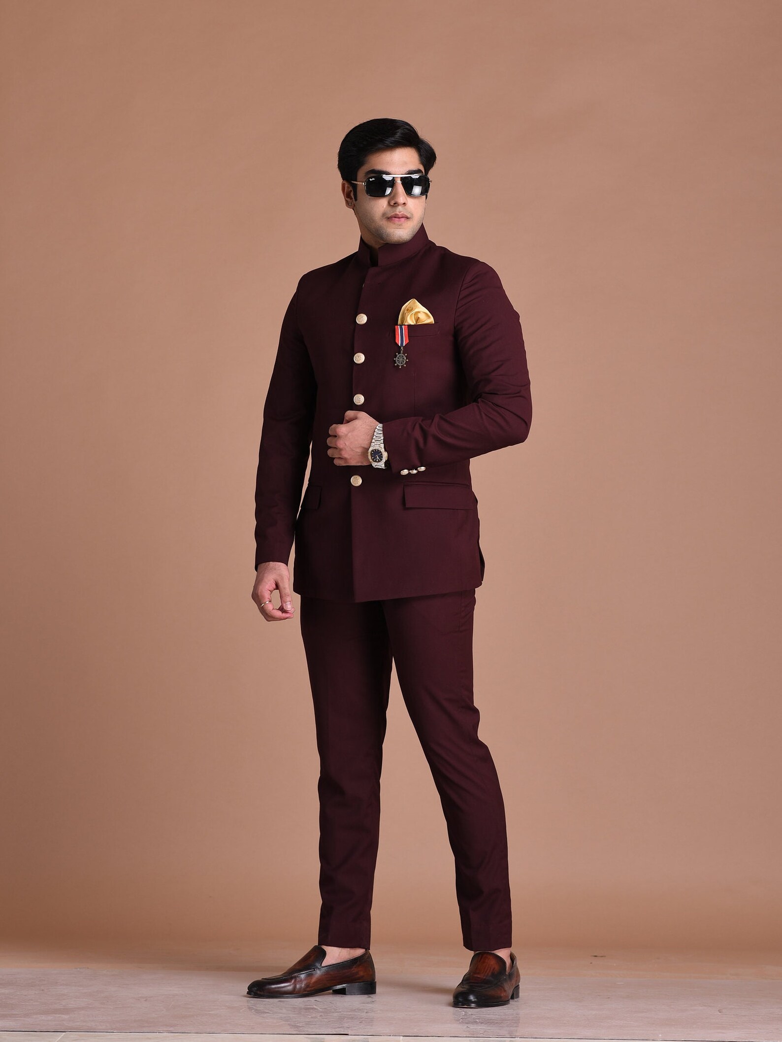Wine Color Jodhpuri Bandhgala Designer Suit Free Etsy