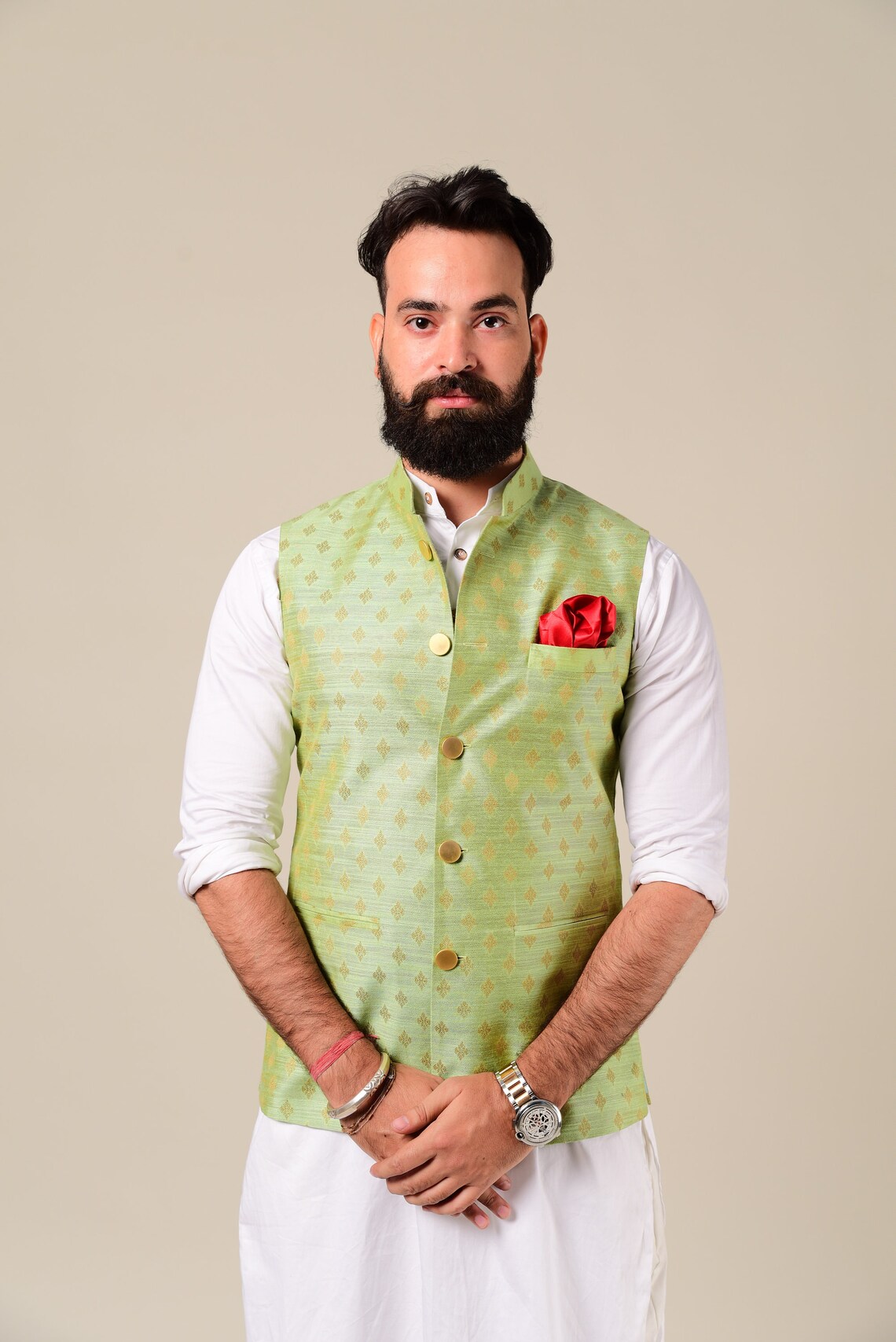 Handmade KurtaPajama Nehru Modi Jacket Combo Available in Etsy