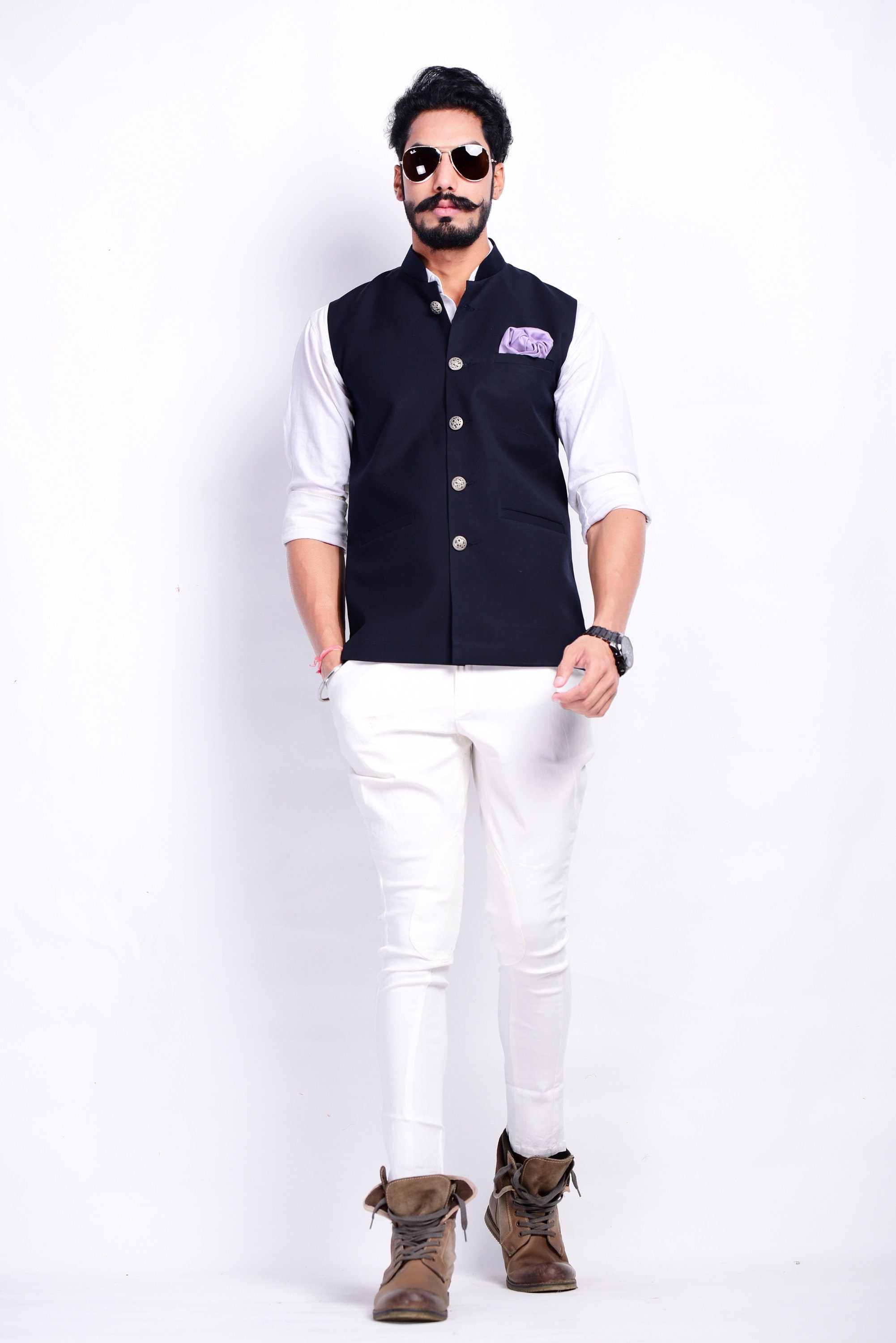 Blue half coat matching shirt deals