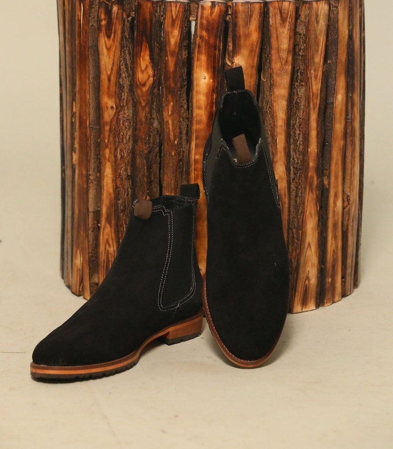 Exclusive Handmade Agra Leather Chelsea Boots for Men Bespoke Sizes Flaunt beneath Jeans image 3