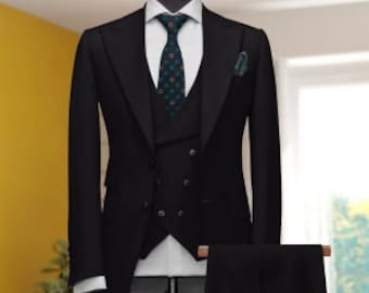 Exclusive Black Three-Piece Suit | Perfect for Cocktail event, Office event, Wedding|