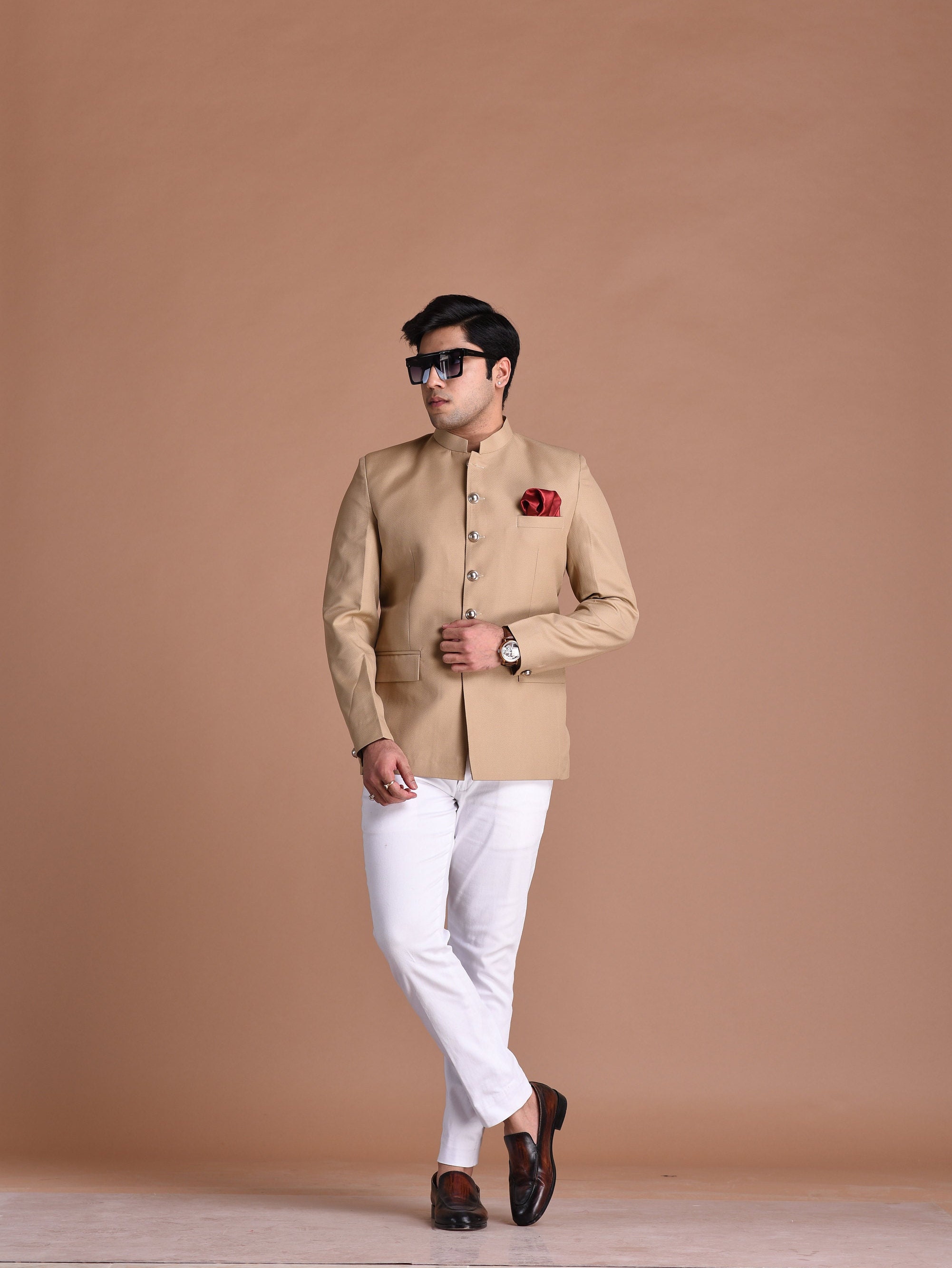 Stylish Jodhpuri Suit In Beige Color