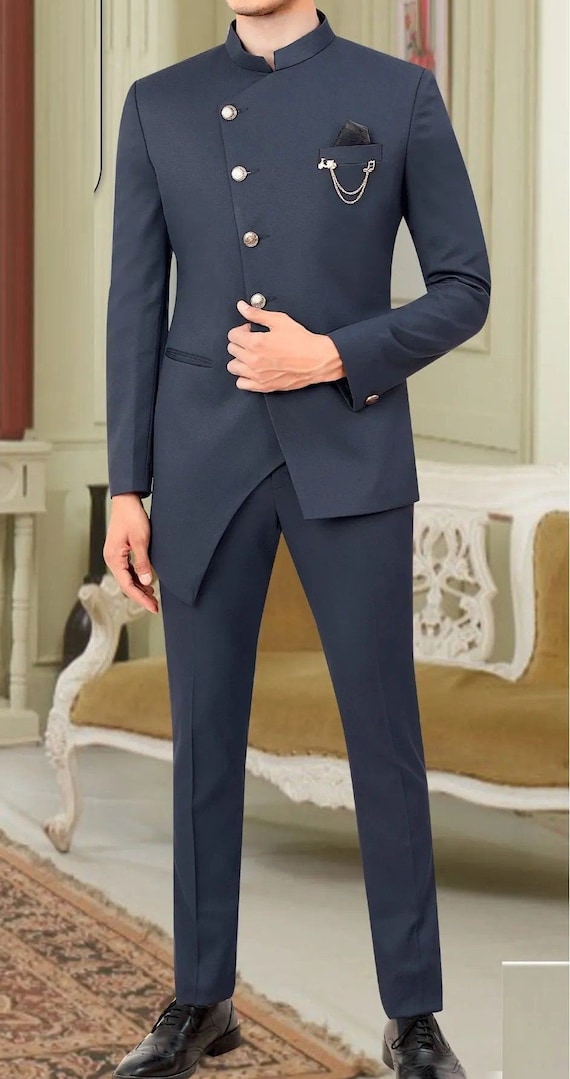 Mens Navy Blue 4 Pc Jodhpuri Suit Bridegroom | Fashion suits for men,  Designer suits for men, Mens fashion suits