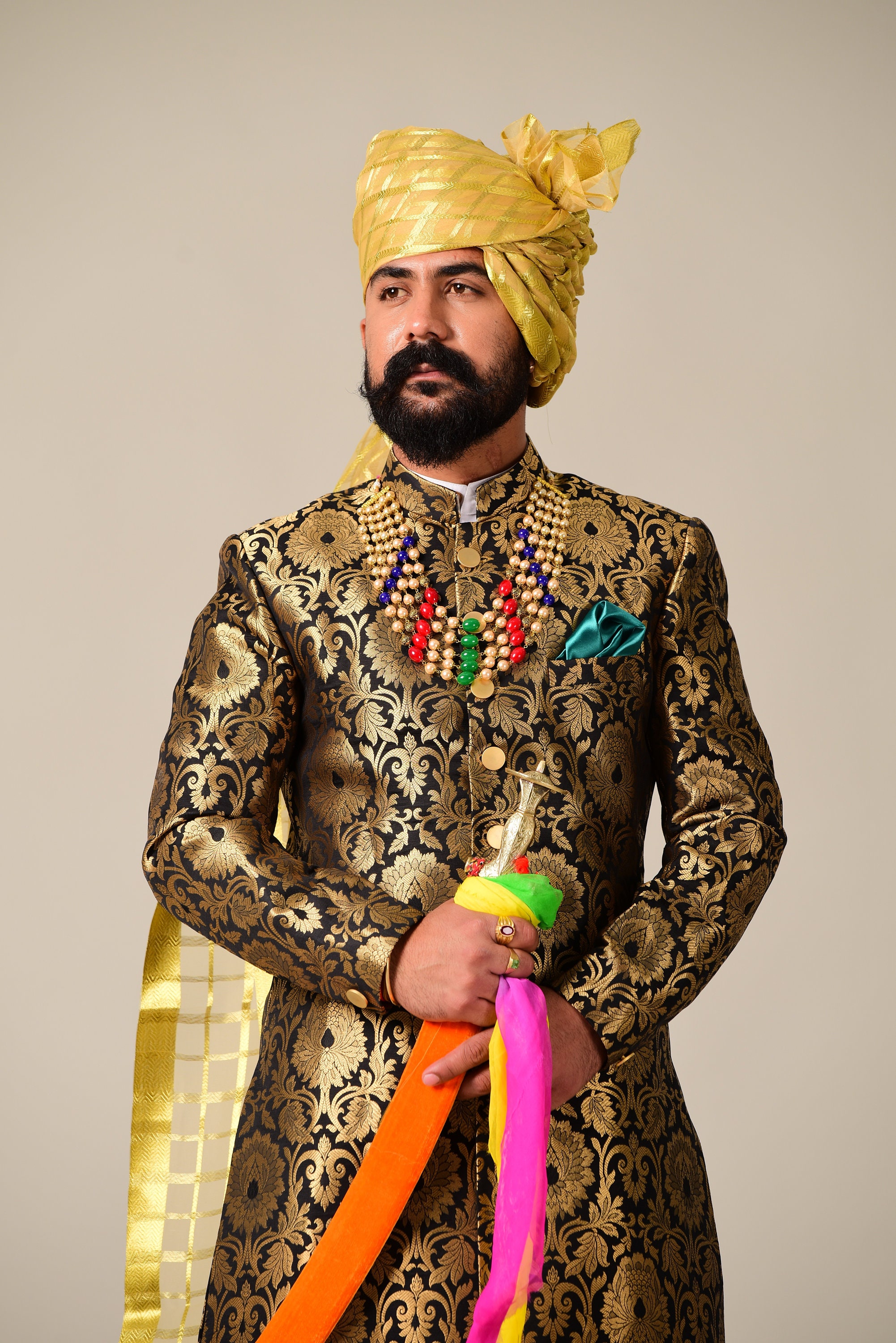 Handmade Rajputana Styled Elegant Sherwani Achkan for Men Indian