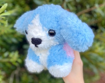 Pride Puppy - Transgender Puppy Dog Fluffy Handmade Crochet Amigurumi Stuffed Animal Plushie