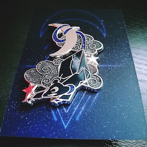 Rat - Mouse - Moon - Stars - Hard Enamel Pin - Constelation Pin - Blue - Silver  - Lapel Pin - Astrology