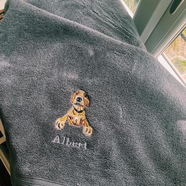 Pet Towel | Embroidered Pet | Own Image | Name Included | Dog Towel | 50 x 100cm
