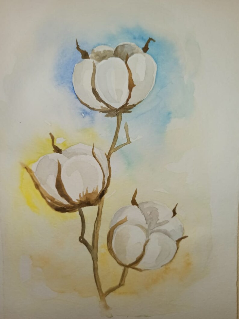 original watercolor organi\u0441 cotton nature eco style ecology plant