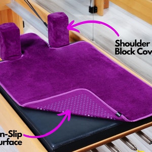 Pilates Reformer Non-Slip Mat Towel With Shoulder Blocks Cover Purple, Pilates Accessories, Gifts