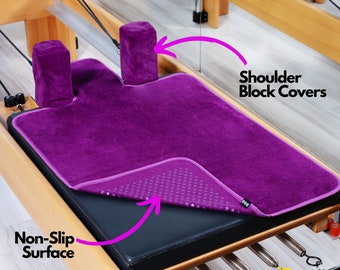 Pilates Reformer Non-Slip Mat Towel With Shoulder Blocks Cover Purple, Pilates Accessories, Gifts