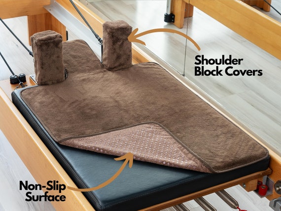 Pilates Reformer Mat Non Slip Surface Brown Towel 