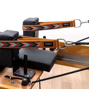 Pilates Reformer Double Loops Set, Ginger Color Patterned Straps, Gifts for Birthday