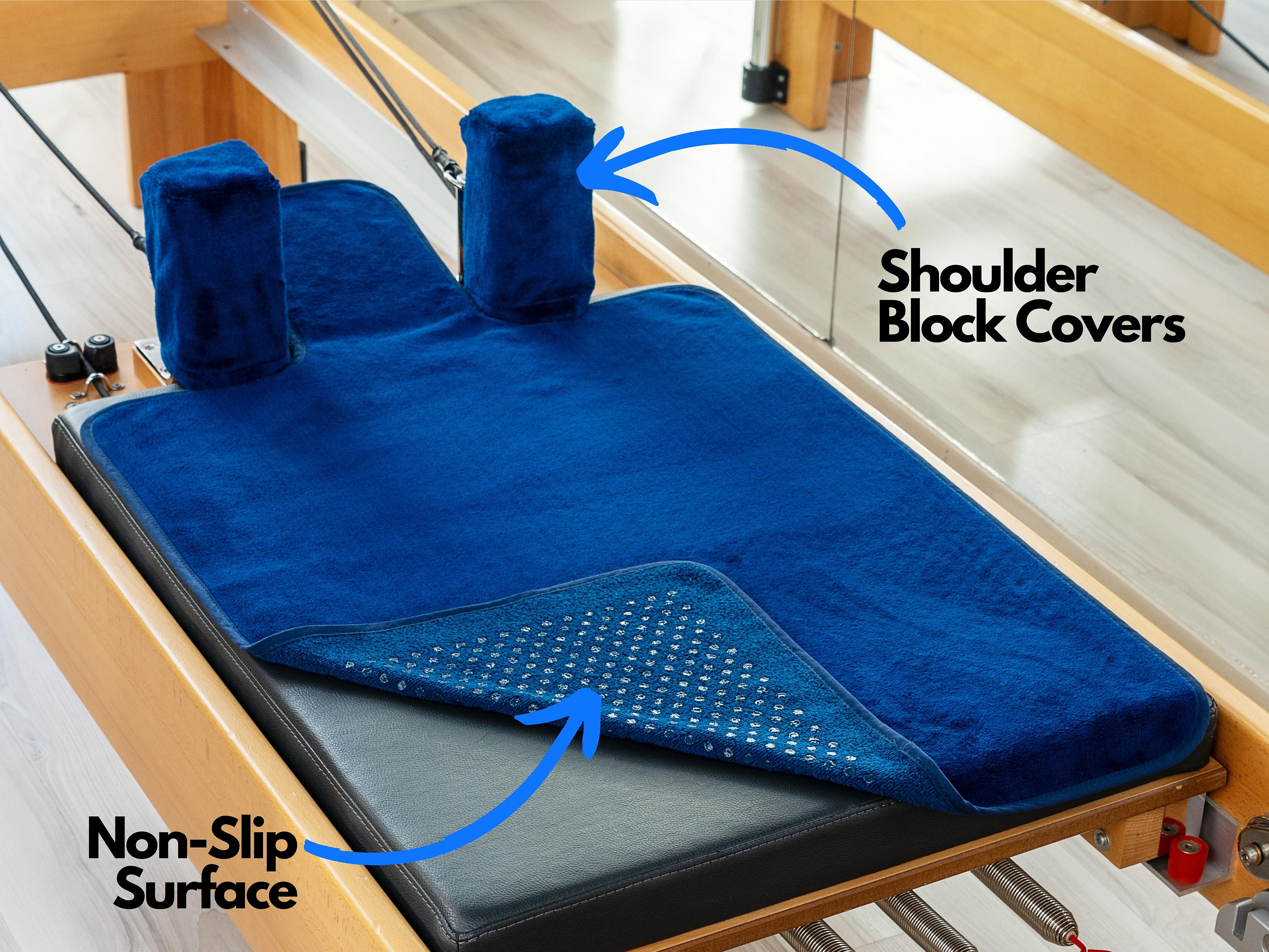 Pilates Reformer Towel Non-slip Surface Navy Blue, Pilates