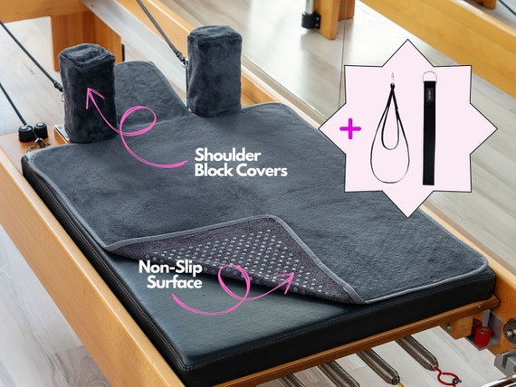 Pilates Reformer Non-slip Mat Towel, Double Straps 1 Pair included 2 Pcs  Shoulder Block Covers 