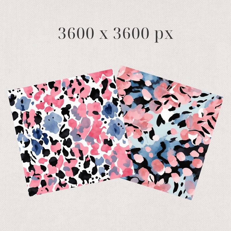 Animal Print Digital Paper | Blue and Pink Leopard Print Seamless ...