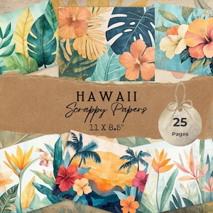 Hawaii Junk Journal Pages - Tropical Printable Scrapbook - Vintage Beach Art - Digital Download for Crafting - Hawaii Scrappy Papers
