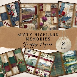 Pagine di diario di scarto della Scozia - Scrapbooking degli Highlander scozzesi - Carte da scrapbooking scozzesi - Pagine di diario di scarto del tartan scozzese - Forniture artigianali