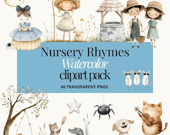Imágenes prediseñadas de rimas infantiles / Imágenes prediseñadas de rimas infantiles en acuarela / Decoración infantil / Imágenes prediseñadas de Humpty Dumpty / Imágenes prediseñadas de Mamá Ganso / Imágenes prediseñadas de cuentos de hadas