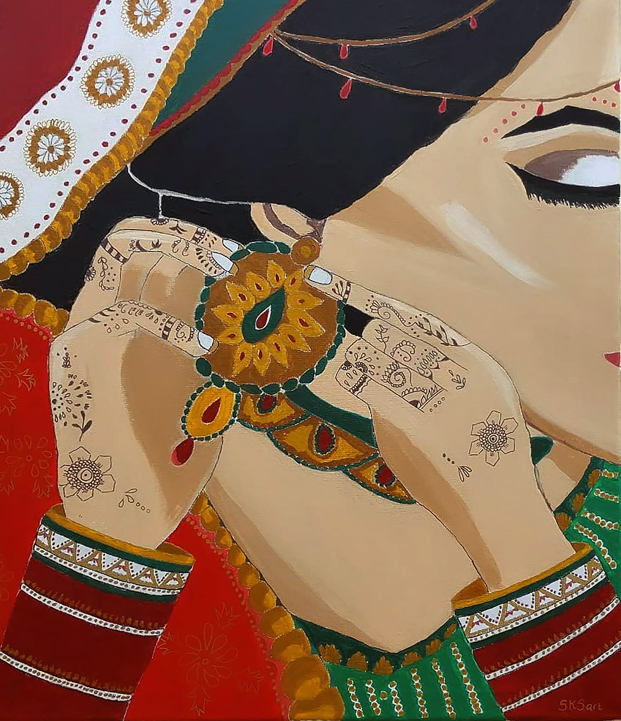 Indian Art Indian Abstract Art Indian Bridal Art South Etsy
