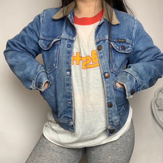 vintage wrangler denim western trucker jacket