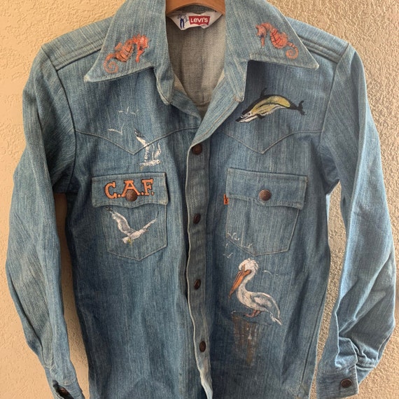 vintage 70s levis orange tab jean jacket - image 9