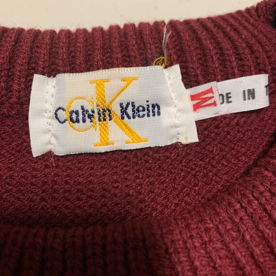 vintage 90s Calvin Klein Burgundy knitted sweater - image 4