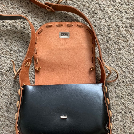 vintage black leather shoulder  bag - image 7