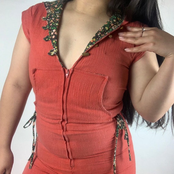 vintage 70s hooded bellbottom jumpsuit - image 4