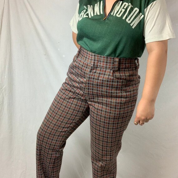 vintage 70s high waist plaid trousers pants by A-… - image 3