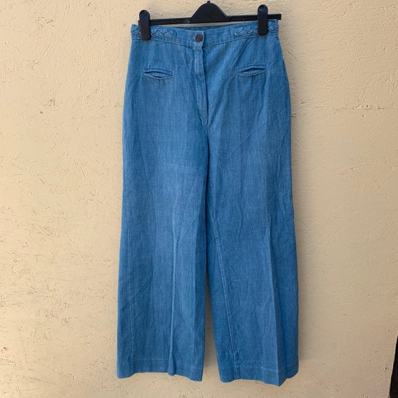 Vintage 70s braided high waisted bellbottom pants - Gem