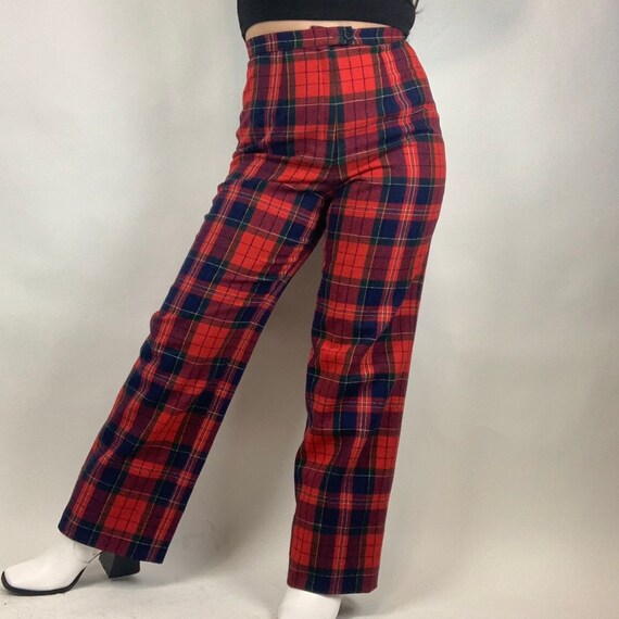 Vintage 70s plaid wool pants - image 3