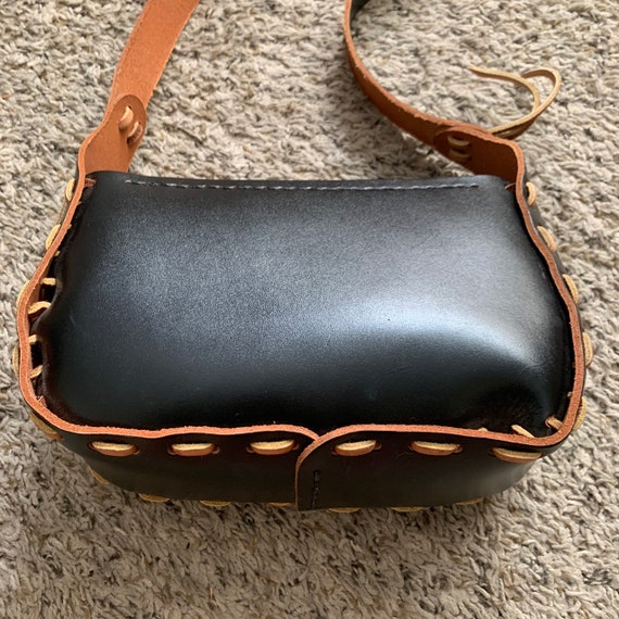 vintage black leather shoulder  bag - image 8