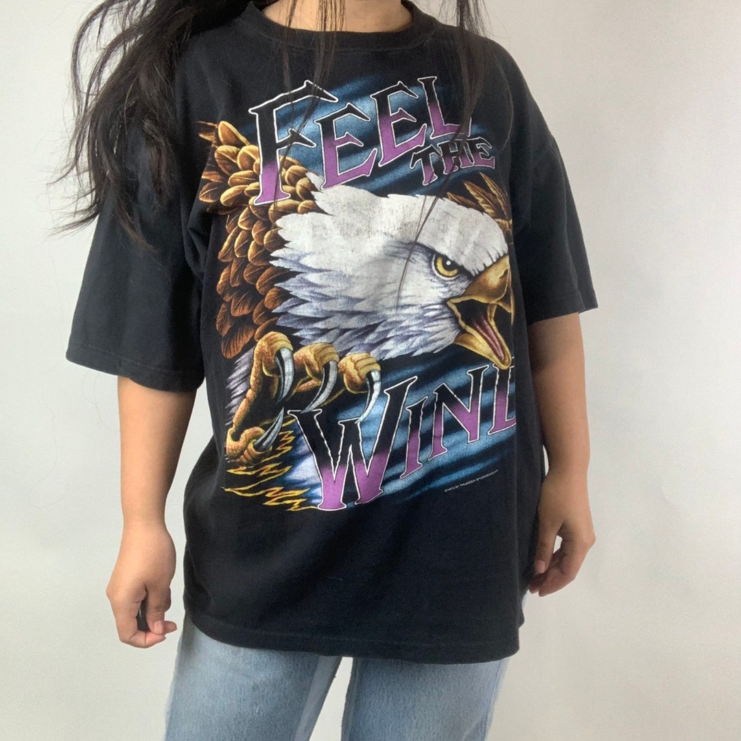 USA THUNDER Tシャツ FEEL THE WIND アメリカンサンダー Vintage 90s USA Thunder Feel the Wind Bald Eagle Lightning