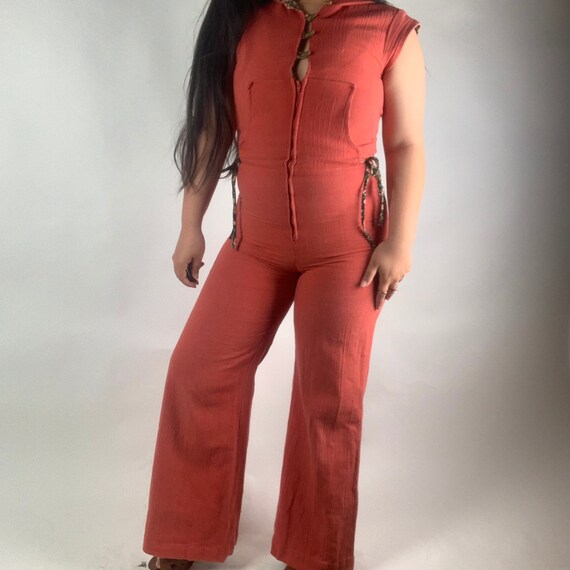 vintage 70s hooded bellbottom jumpsuit - image 5