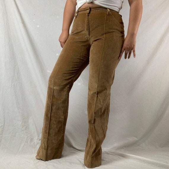 vintage 70s high waisted velvet pants by H Bar C … - image 2